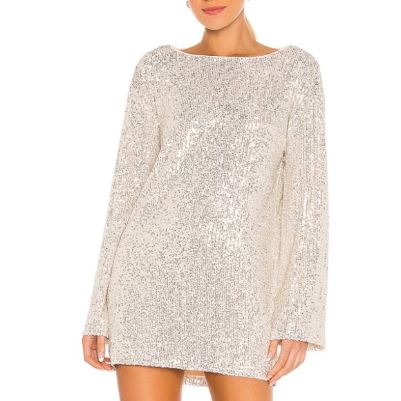Silver Sequin Long Sleeve Top - Picture 1 of 4